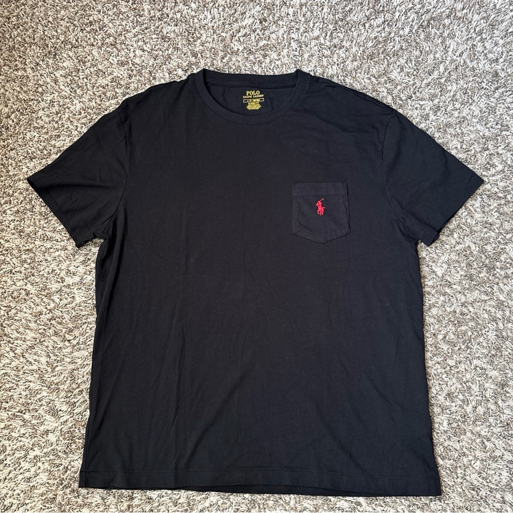 Polo by Ralph Lauren Black Pocket Tee with Red Pony Embroidery